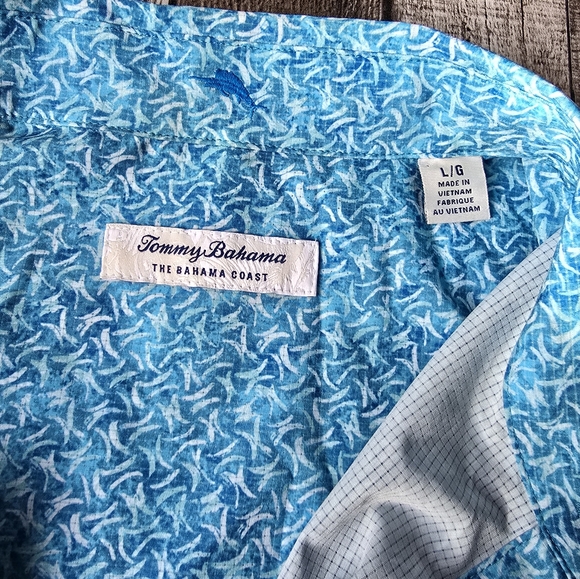 Tommy Bahama Coast Crescent Wave Camp Shirt Short Sleeved Mens Large - Picture 12 of 16